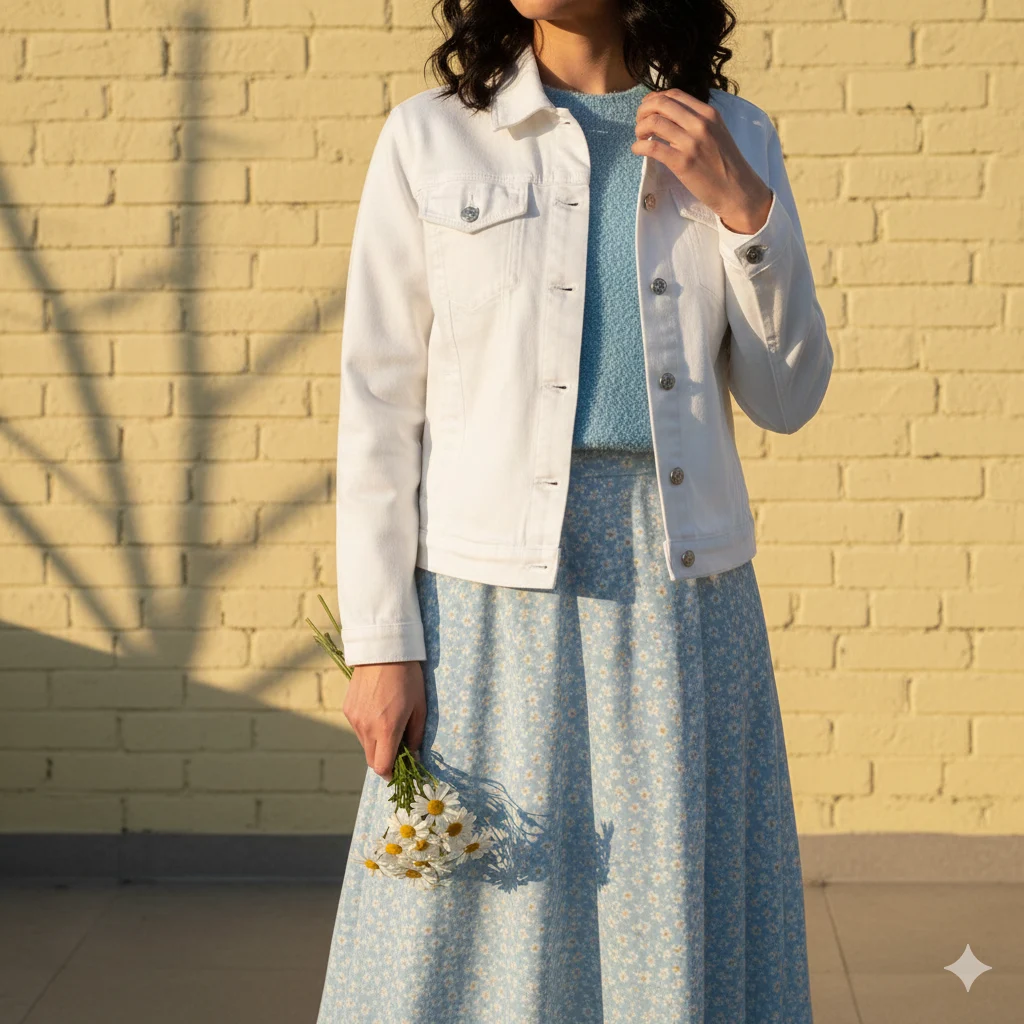 Ladies White Twill Fancy Jacket